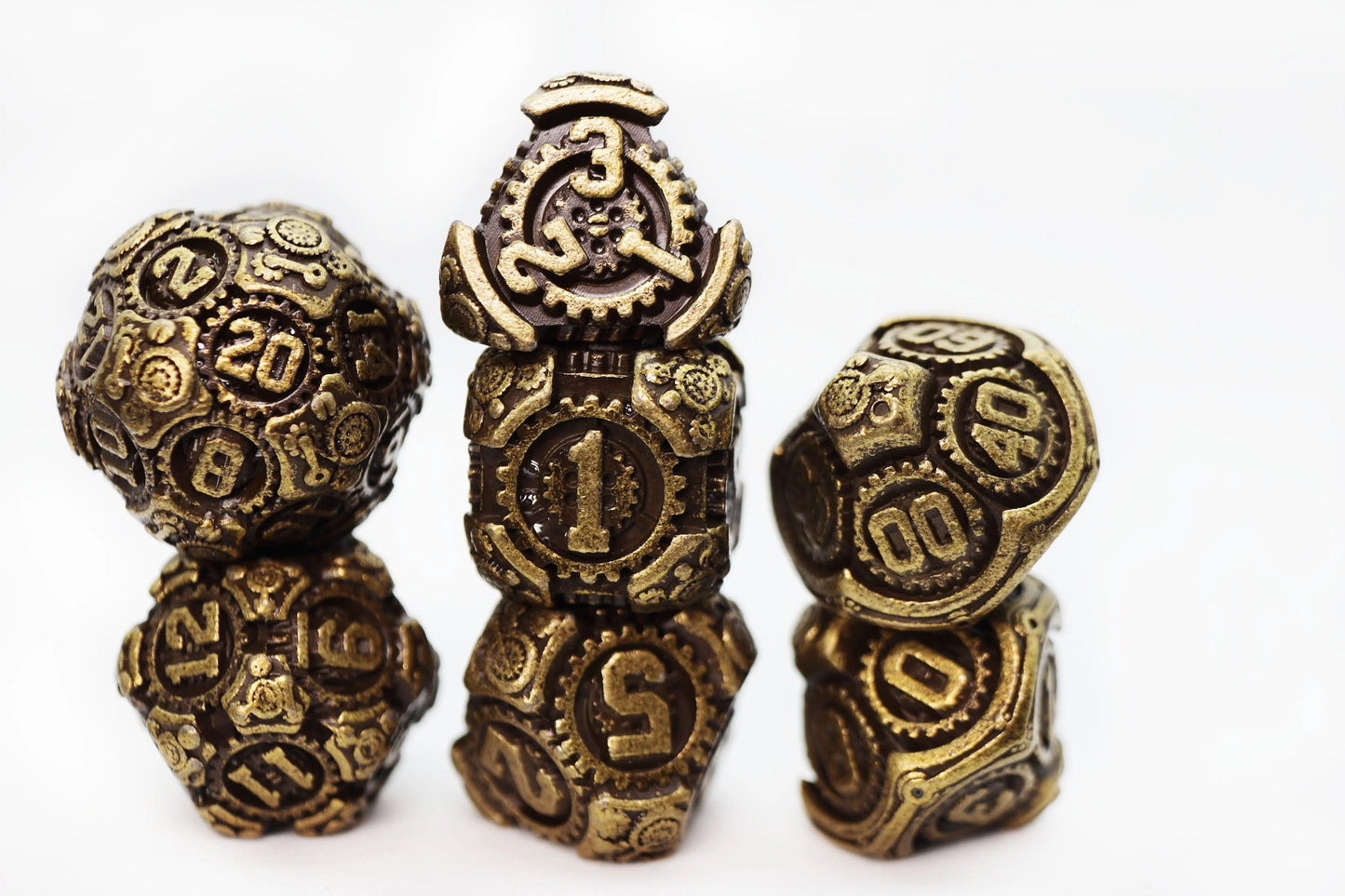 Airship Gears - Brazen Bulkhead - Metal RPG Dice Set - Game On