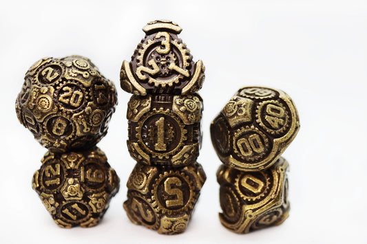 Airship Gears - Brazen Bulkhead - Metal RPG Dice Set - Game On