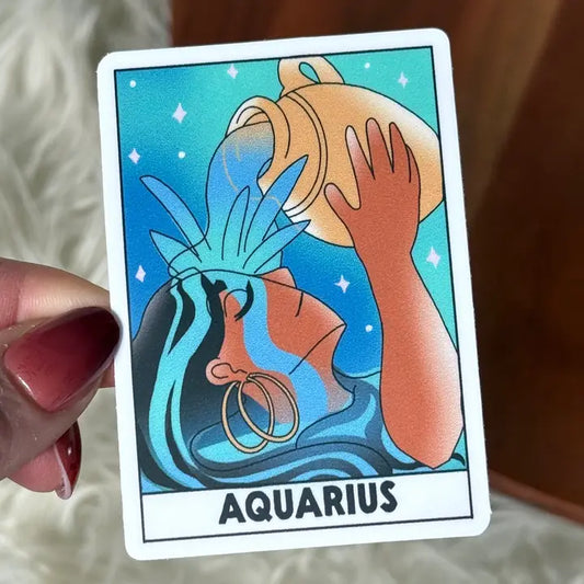 Aquarius Zodiac Tarot Card Sticker - Game On