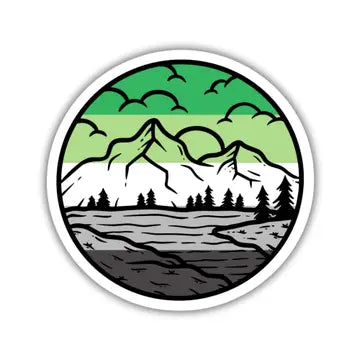 Aromantic Pride Mountainscape Flag Sticker - Game On