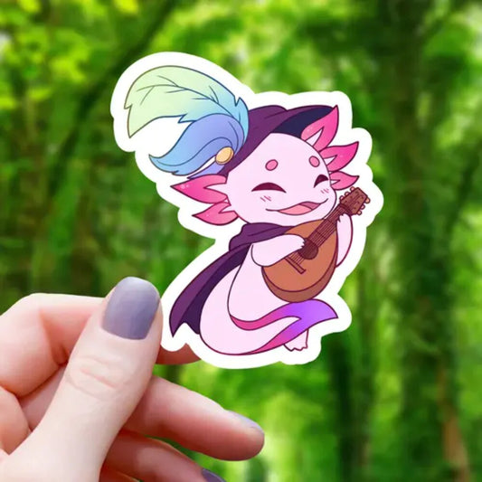 Axolotl Bard RPG - Inspired Class Sticker - 3" - Game On