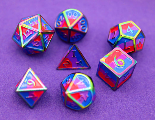 Bisexual Pride Flag - Metal RPG Dice Set - Game On