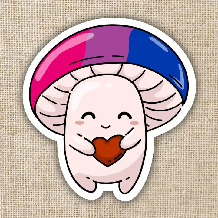 Bisexual Pride Flag Mushroom Sticker - Game On