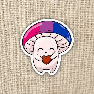 Bisexual Pride Flag Mushroom Sticker - Game On