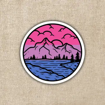 Bisexual Pride Mountainscape Flag Sticker - Game On