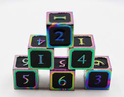 Black and Burnt Opal d6 Metal Dice Set - Game On