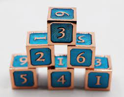 Blue and Copper d6 Metal Dice Set - Game On