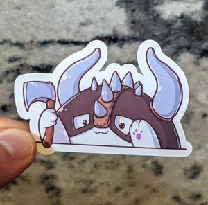 Bongo Cat Barbarian - Waterproof Sticker - 3" - Game On