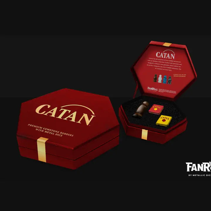 CATAN Premium Robber & Metal Dice Set - Tiger's Eye - Game On