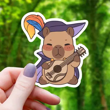 Capybara Bard With Lute - Ttrpg Class Sticker - Game On