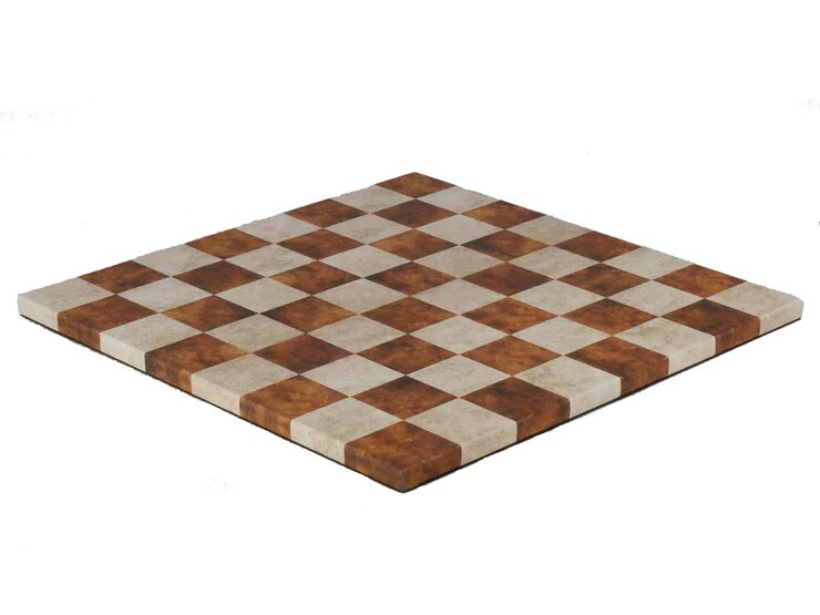 Chess Board - 14.5" Faux Leather Board - Caramel & Cream - Game On