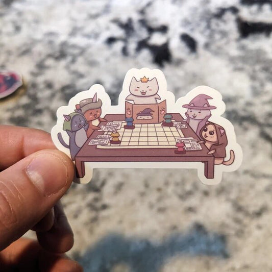 Cats Playing RPG - Tabletop Gaming Sticker - 2.5" - Game On