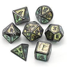 Color Shifting Fields of Green RPG Metal Dice Set - Game On