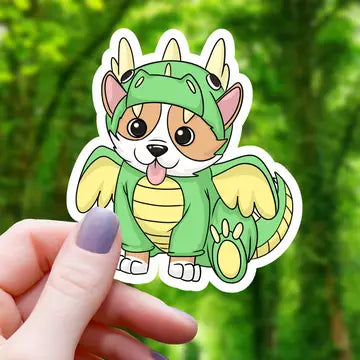 Corgi In A Dinosaur - Costume Sticker - Game On