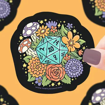 D20 Flower Dice Sticker - Game On