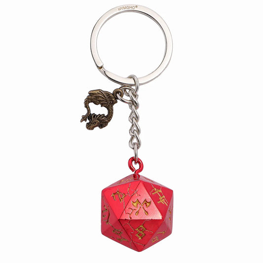 D20 Keychain Barbarian - Red with Gold - Game On