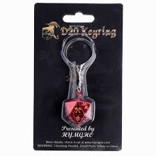 D20 Keychain Barbarian - Red with Gold - Game On