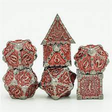 Dagger of Venom Nightmetal and Garnet RPG Metal Dice - Game On