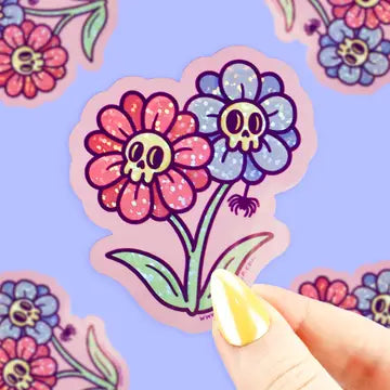 Death Flowers Glitter Vinyl Sticker - Game On