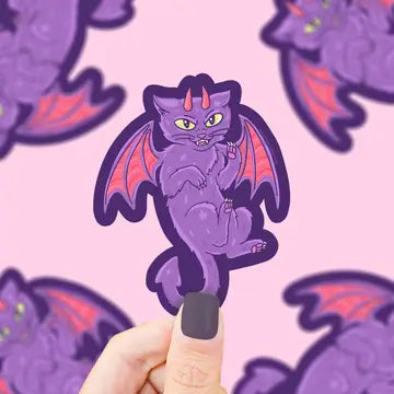 Devil Kitty, Cat Lover, Evil, Demon, Kitten, Vinyl Sticker - Game On