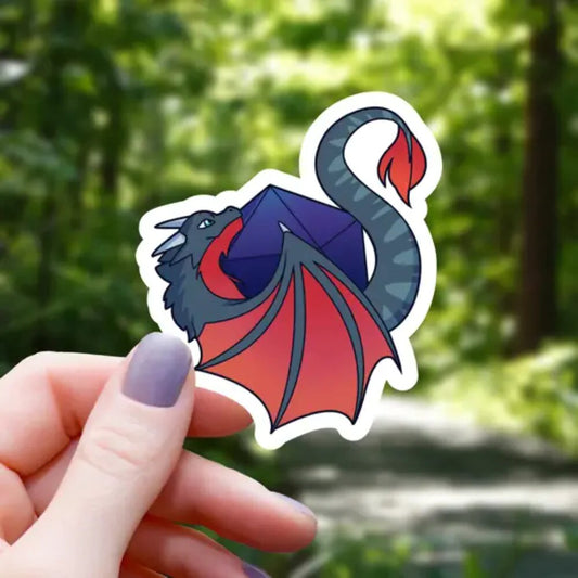 Dragon Wrapped - Around D20 Sticker - 3" - Game On