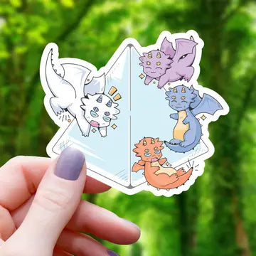 Dragons Flying Into A - Prism Sticker - Game On