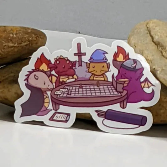 Dragons Playing RPG Tabletop Gaming Sticker - Game On