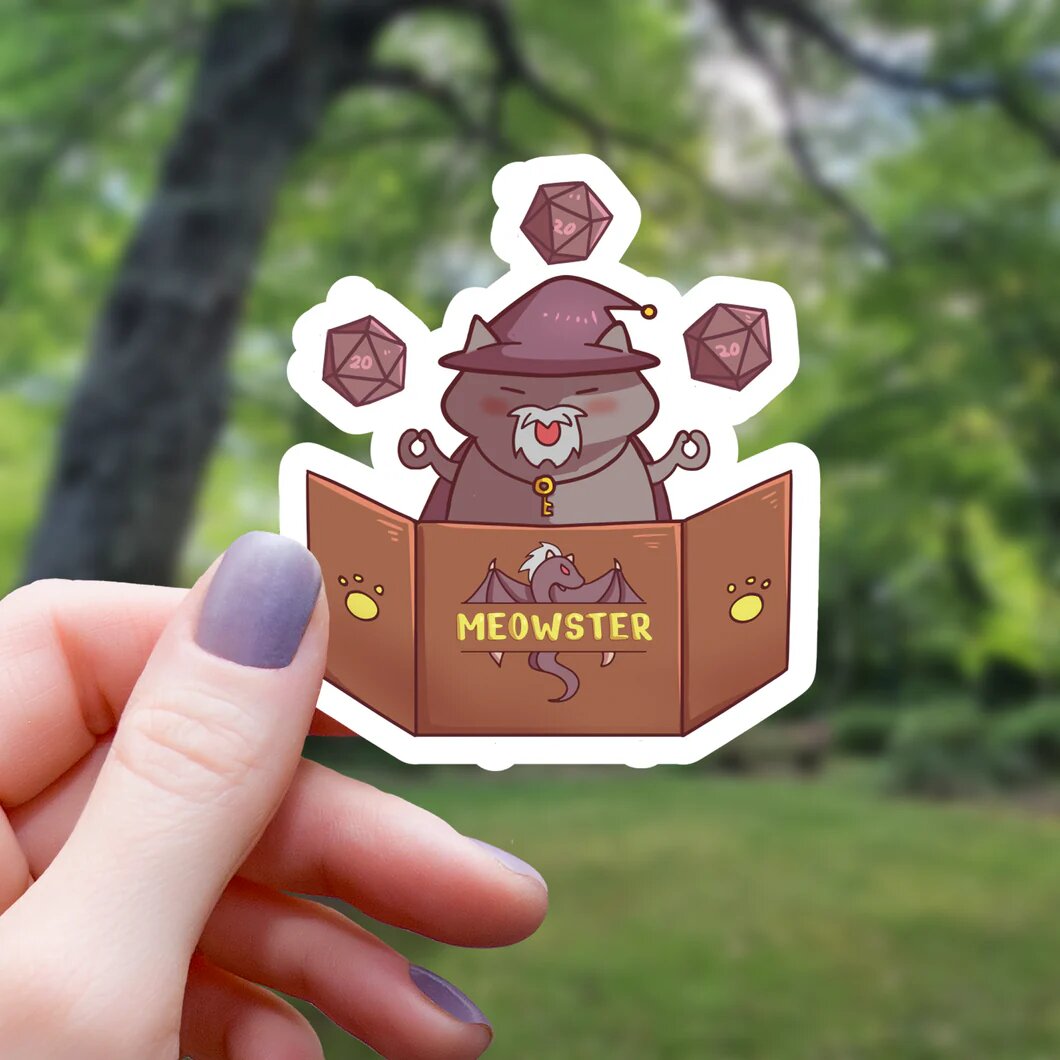 Dungeon Meowster Cat DM Sticker - 3" - Game On