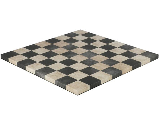 Chess Board - 14.5" Faux Leather Board - Dusty Black & Cream - Game On