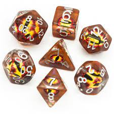 Fire Demon Eye RPG Dice Set - Game On