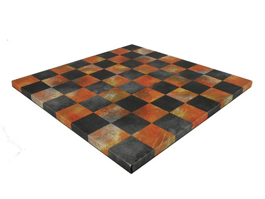 Chess Board - 14.5" Faux Leather Board - Fire & Dusky Black - Game On