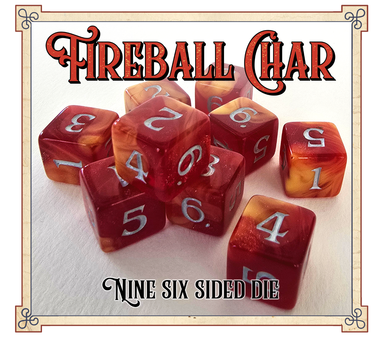 Fireball Char Scented Dice - 6 sided dice - Game On