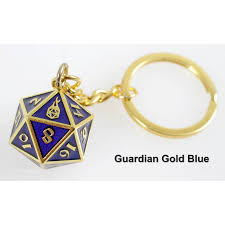 Fob of Fate D20 Keychain Guardian Gold Blue - Game On