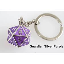 Fob of Fate D20 Keychain Guardian Silver Purple - Game On