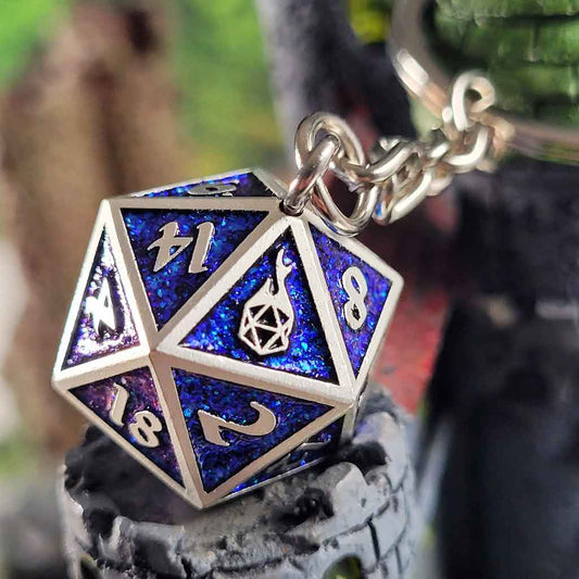 Fob of Fate D20 Keychain Bardic Blue - Game On