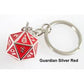 Fob of Fate D20 Keychain Guardian Silver Red - Game On