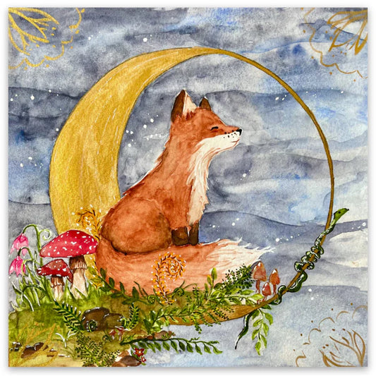 Forest Lunar Fox - 3" Square - Game On