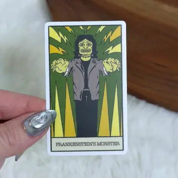 Frankenstein's Monster Tarot Card Halloween Sticker - Game On