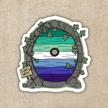 Gay Men Pride Fairy Door Sticker - Game On