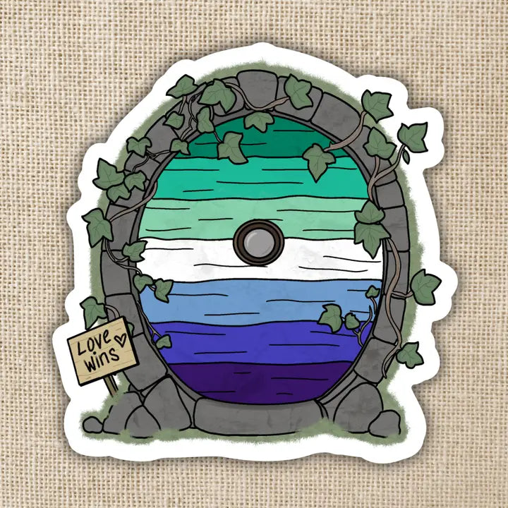 Gay Men Pride Fairy Door Sticker - Game On