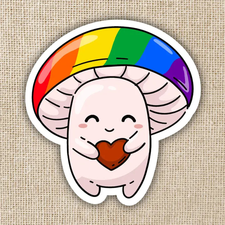 Gay Pride Flag Mushroom Sticker - Game On