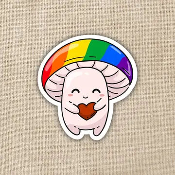 Gay Pride Flag Mushroom Sticker - Game On