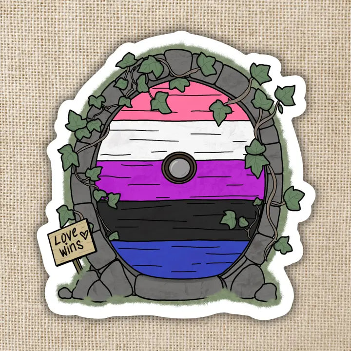 Gender Fluid Pride Fairy Door Sticker - Game On