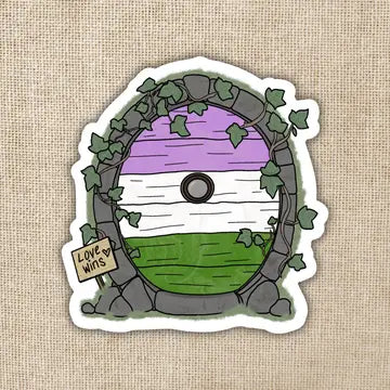Gender Queer Pride Fairy Door Sticker - Game On