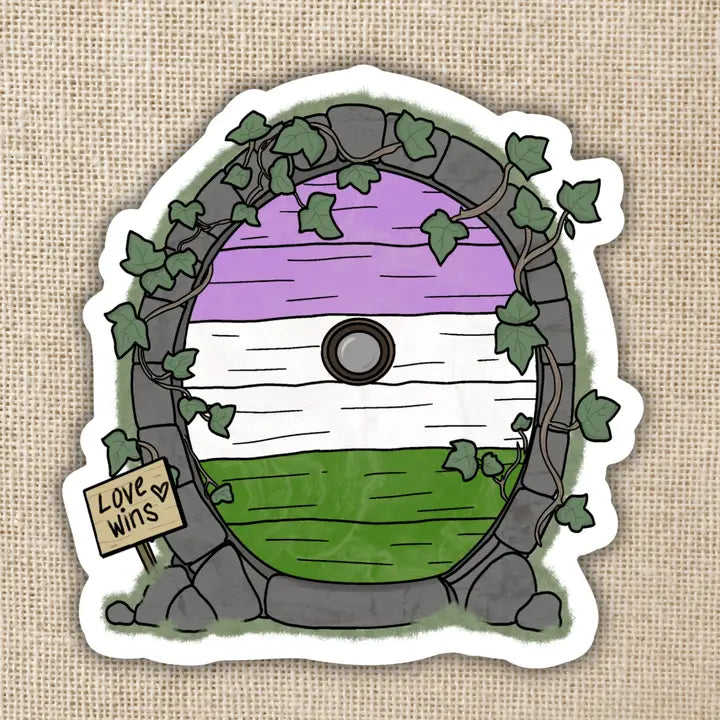 Gender Queer Pride Fairy Door Sticker - Game On