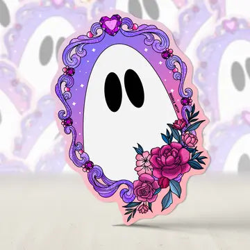Ghost Flower Frame Halloween Sticker - Game On