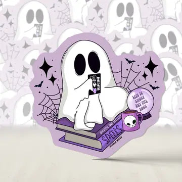 Ghost With Kindle Sticker, Ghost Reading Sticker - Game On