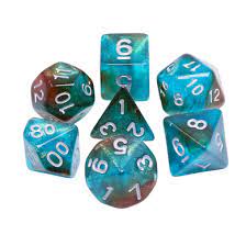 Glow Blue Nebula RPG Dice Set - Game On