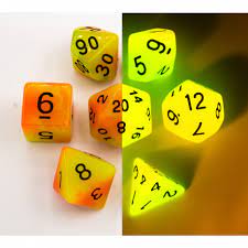 Glow Yellow/Orange Dice - Game On