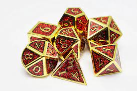 Gold and Red Glitter RPG Dice Set - Game On